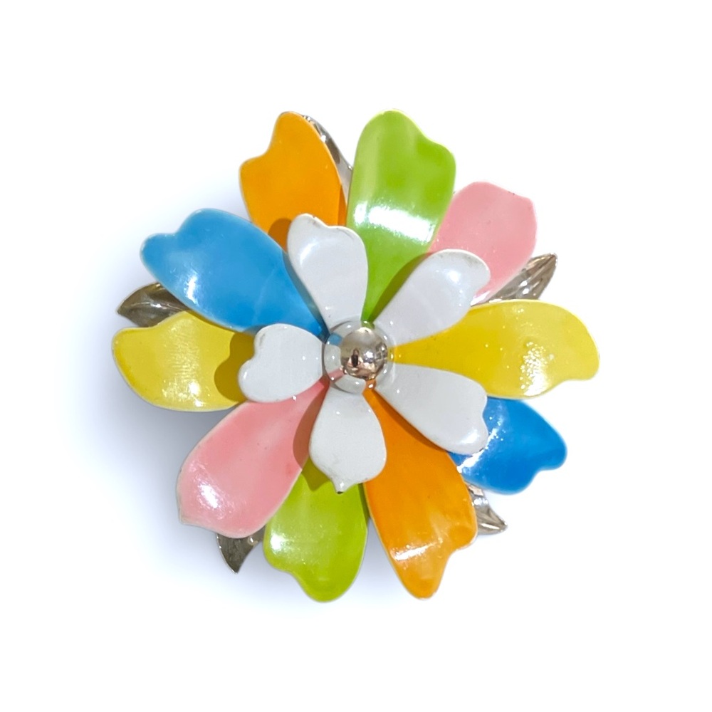 Vintage 1967 Sarah Coventry Mod Brights Enamel Flower Brooch